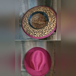 Burgundy Leopard Print Bottom Fedora